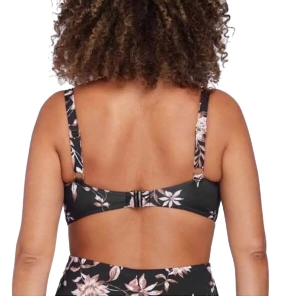 Artesands Delacroix Cross Front Floral D-Cup & Up Bikini Top in Black Size 8 - Picture 6 of 12